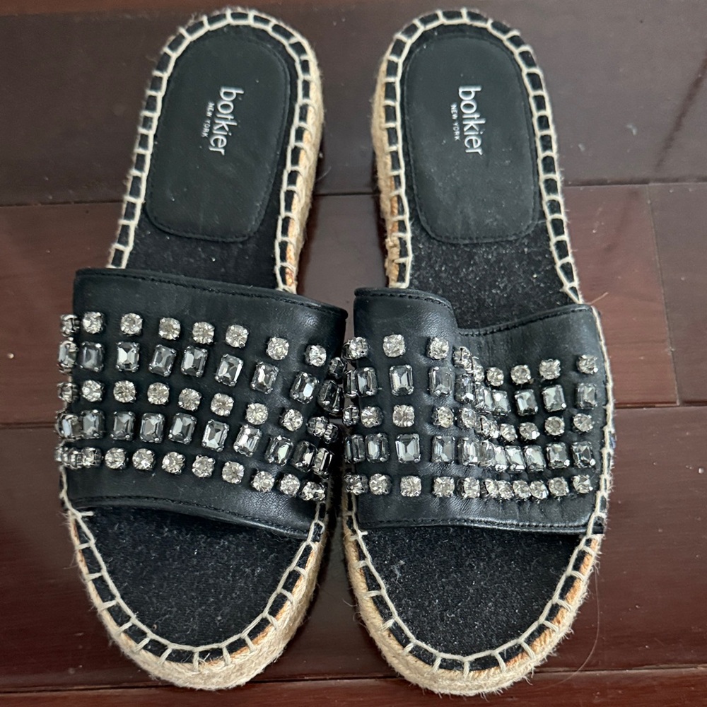 Botkier Black Crystal Embellished Sandals